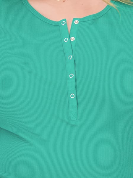 Medium green Womens Plus Size Short Sleeve Henley Tee | Best&Less™ Online