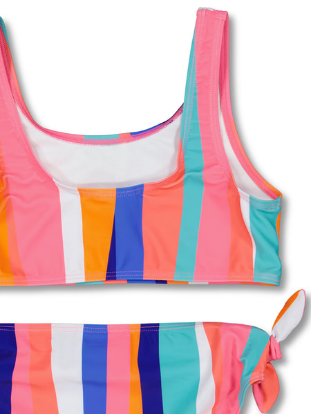 Girls Stripe Print Bikini Set