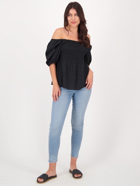 Womens Square Neck Textured Top