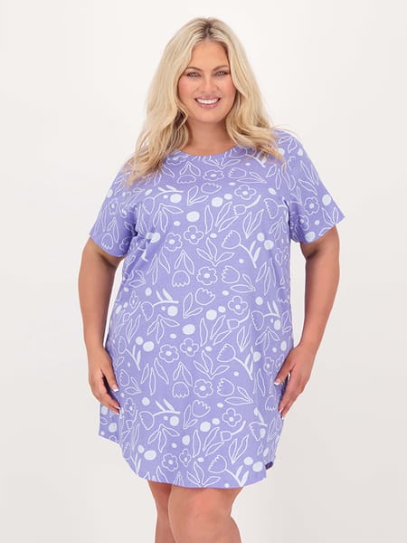 Medium blue Womens Plus Size Short Sleeve Nightie | Best&Less™ Online