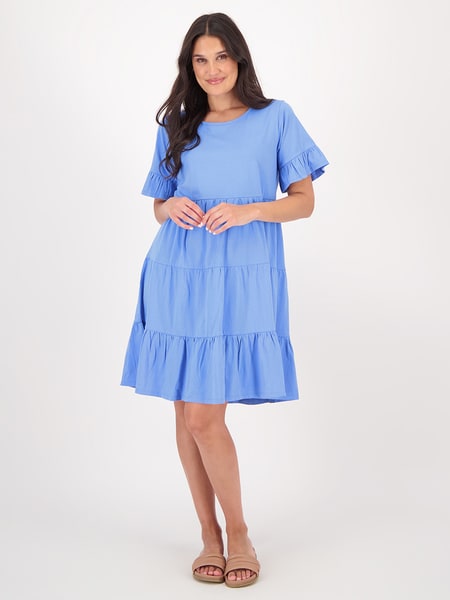 Medium blue Womens Tier Frill Sleeve Dress | Best&Less™ Online