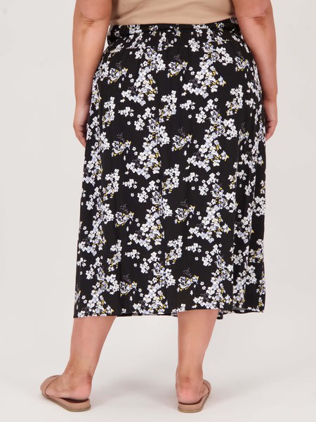 Womens Plus Size Shirred Waist Skirt