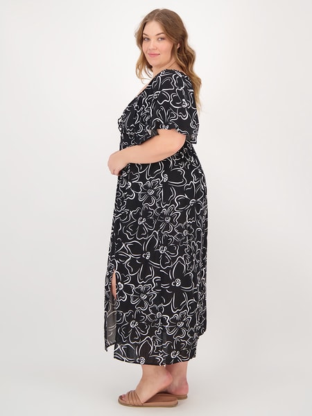 Black print Womens Plus Size Gathered Front Dress | Best&Less™ Online