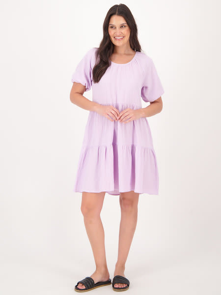 Womens Puff Sleeve Mini Dress