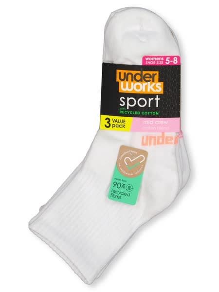 Mid Crew 3 Pack Underworks Sports Socks