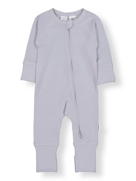 Baby Sueded Knit Romper With Double Ended Zip