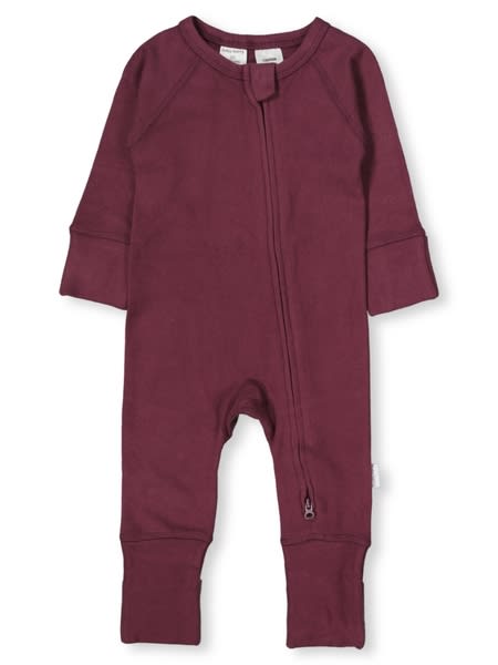 Baby Sueded Knit Romper With Double Ended Zip