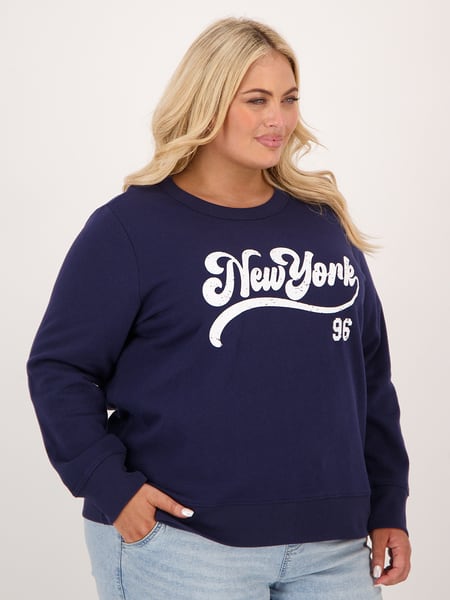 Womens Plus Size Print Crew Neck Sweater