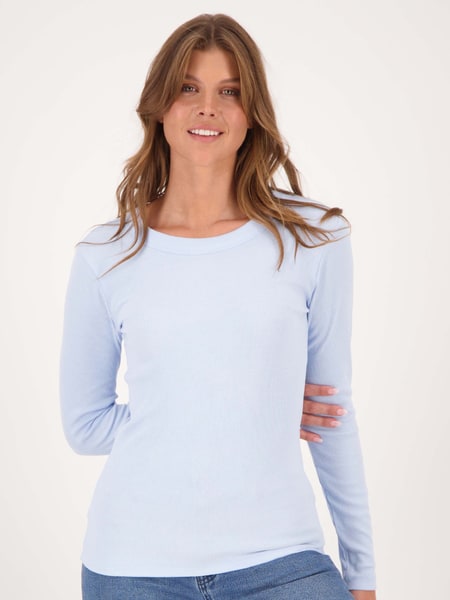Light blue Womens Crew Neck Rib Long Sleeve Top | Best&Less™ Online
