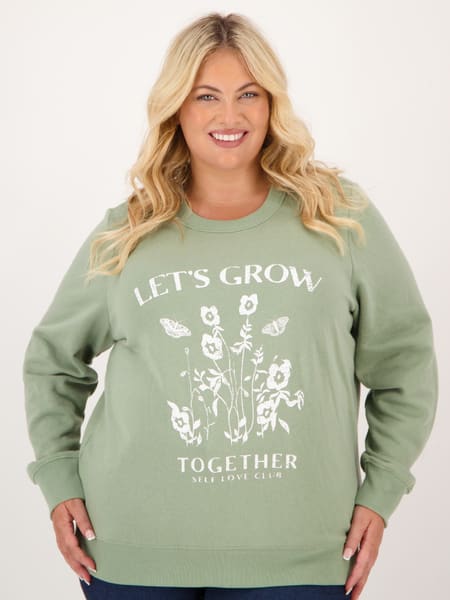 Womens Plus Size Print Crew Neck Sweater