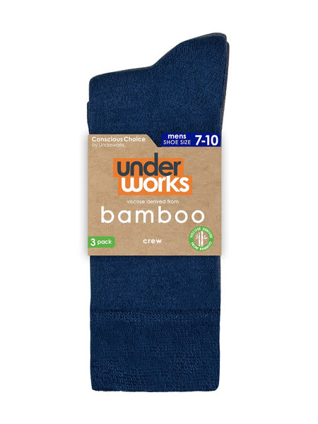 Underworks 3Pk Eco Friendly Bamboo Crew Sock Mens