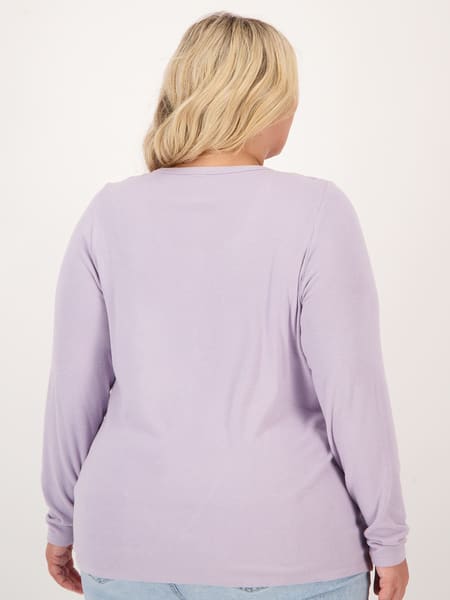 Womens Plus Size  Long Sleeve Henley Top