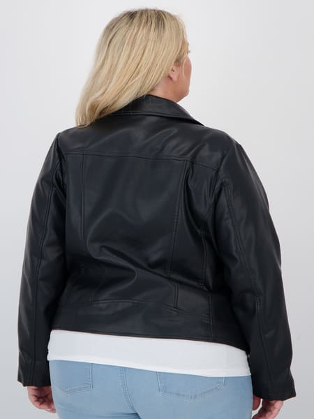 Womens Plus Faux Leather Biker Jacket