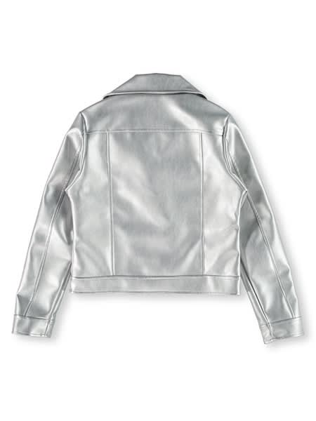 Girls Silver Biker Jacket