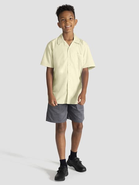 Short Sleeve Layback School Shirt - Light Yellow