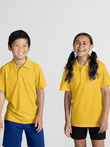 Kids Short Sleeve School Polo - Gold