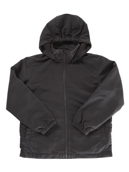 School Jacket With Detachable Hood - Black