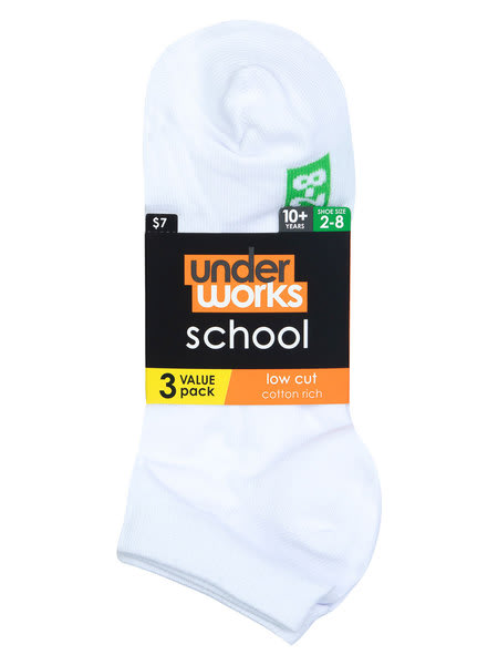 Kids Underworks 3Pk Low Cut Socks