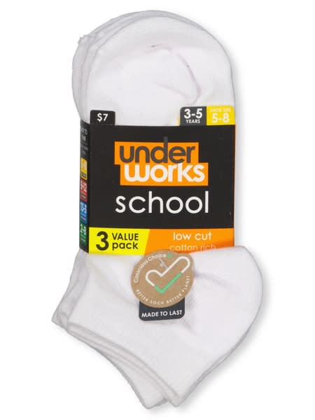 Kids Underworks 3Pk Low Cut Socks