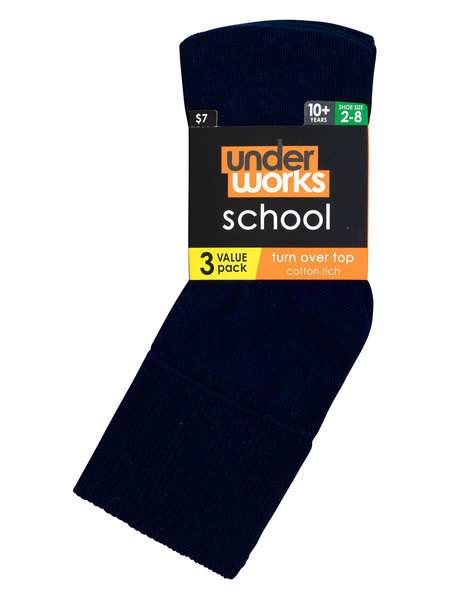 Kids Underworks 3Pack Turnover Socks