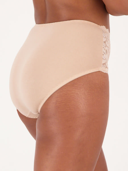 Beige Womens Lace Front Full Brief
