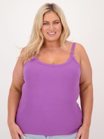 Plus Size Mauve Purple Dipped Hem Short Sleeved T-Shirt